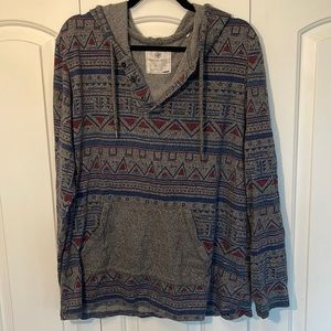 On The Byas Men’s Grey with Blue/Red Pattern Hoodie XL